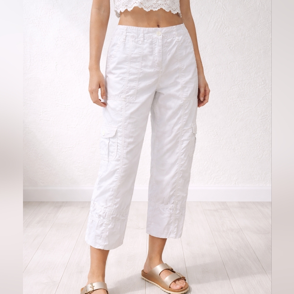 Calvin Klein White Cargo Pants Cotton Jeans Cropped Jeans Size 12
